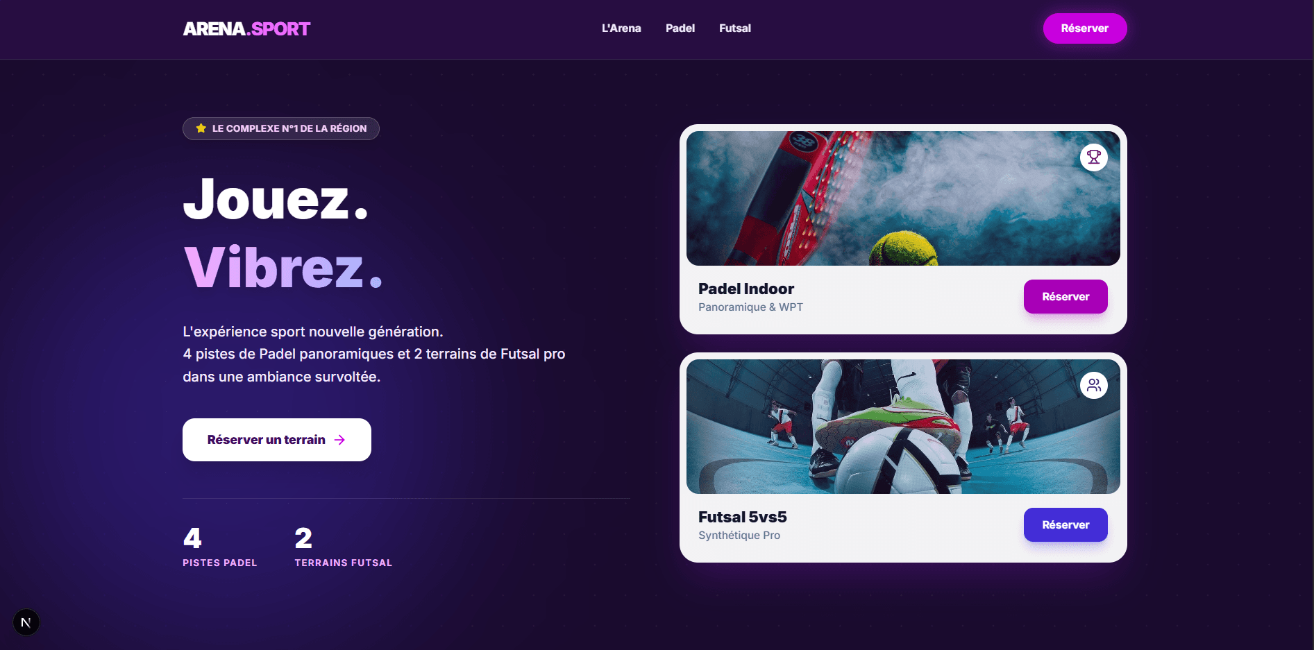L'Arena Sport Center - Site web immersif
